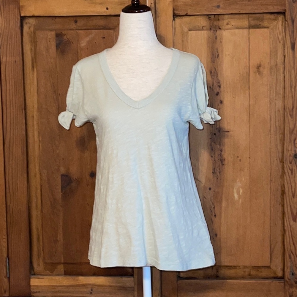Brand New WILT Tie Shoulder Sage Green Cotton Short Sleeve T Shirt Sz. XS